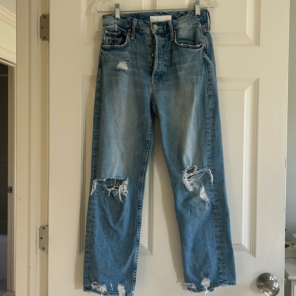 MOTHER Superior The Tomcat Confession denim distressed high rise jean size 26.